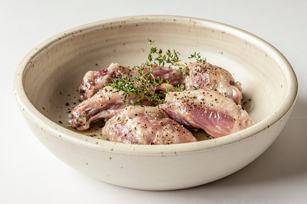 Seasoned turkey wings ready for the slow cooker.